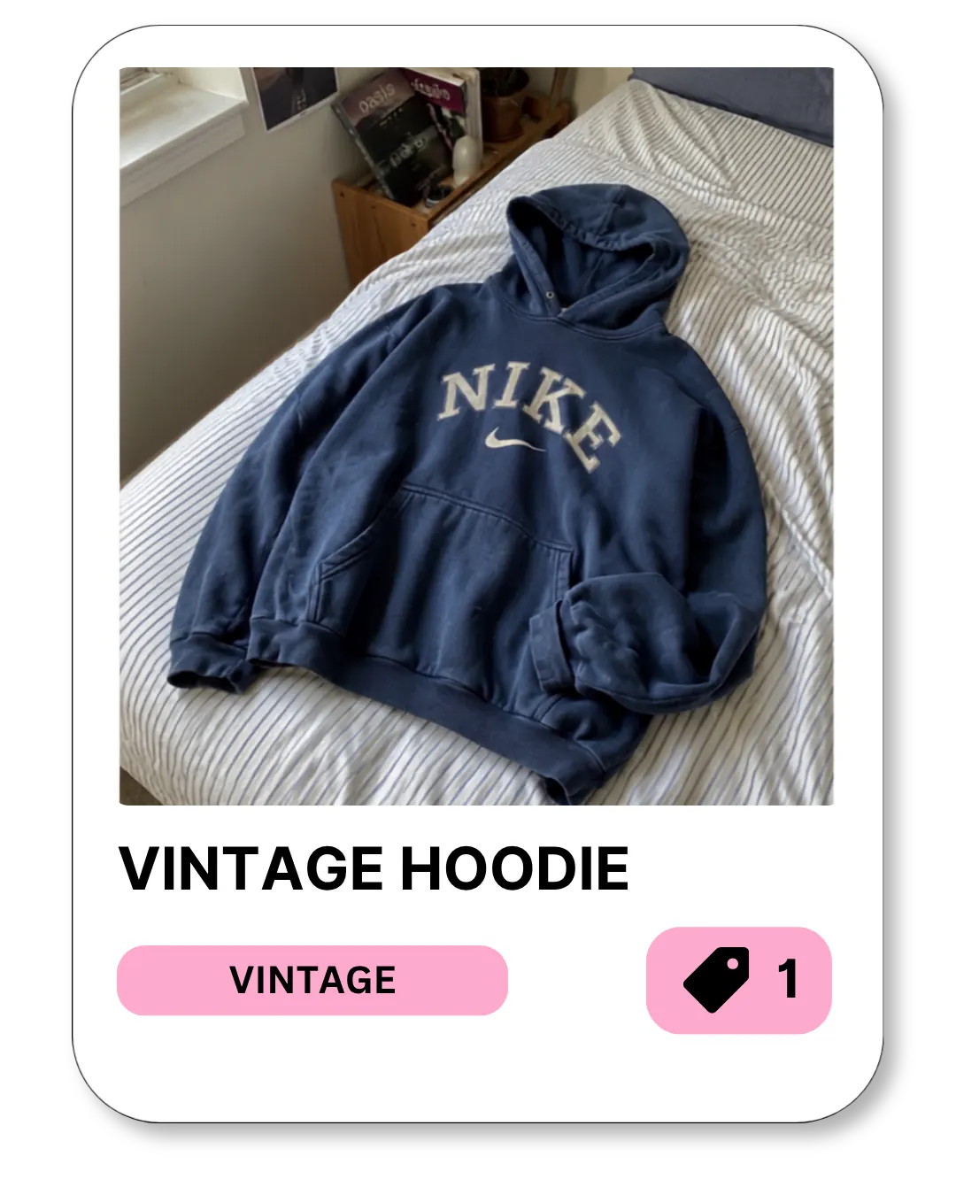 Vintage listing "Vintage Hoodie" in the coup app, priced at two tokens