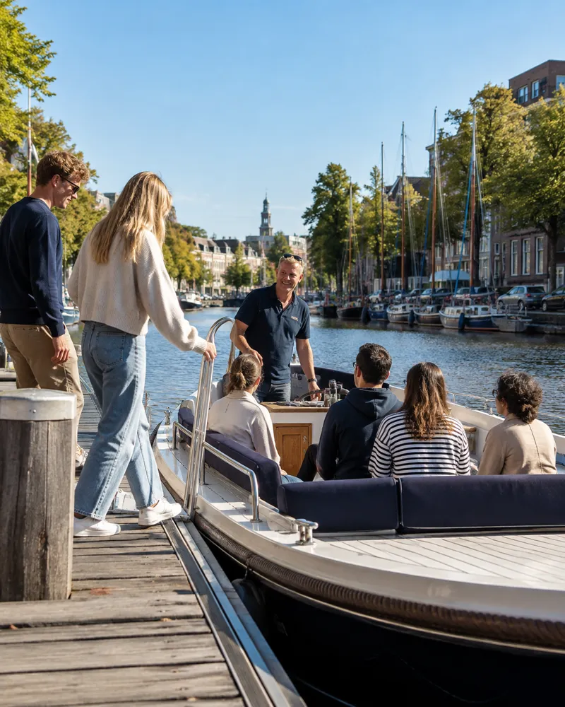 A canal boat tour in Groningen